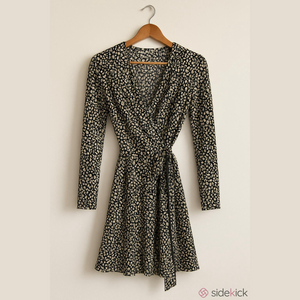 Banana Republic Black and White Animal Print Wrap Jersey Dress